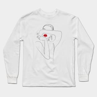 Women Red Lips Kisses Long Sleeve T-Shirt